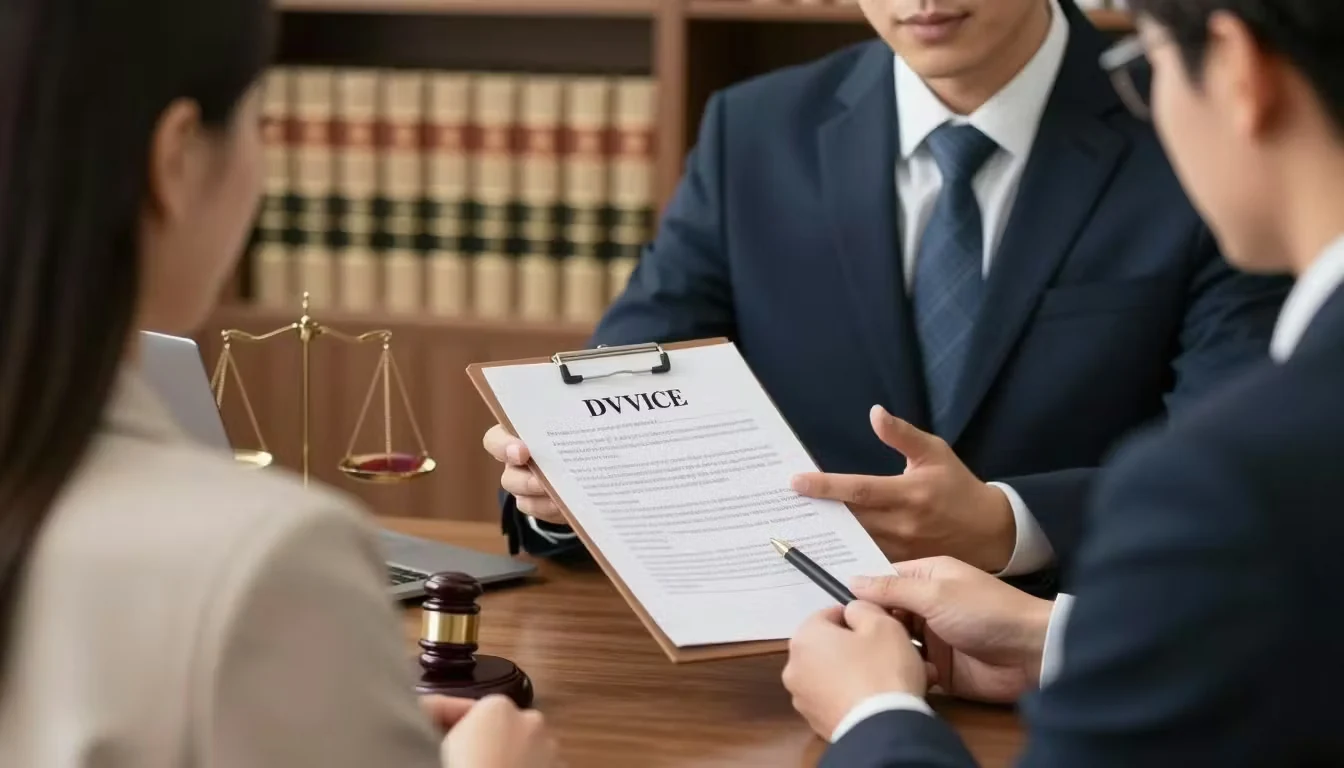Lawyer reviewing divorce documents during a consultation — interim custody in Pakistan